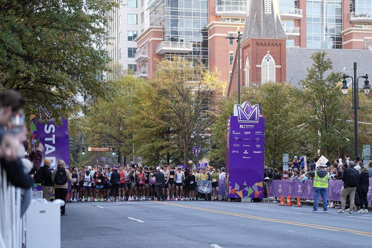 Participants compete in the Novant Health Charlotte Marathon Saturday, Nov. 15, 2025, in Charlotte, N.C.
