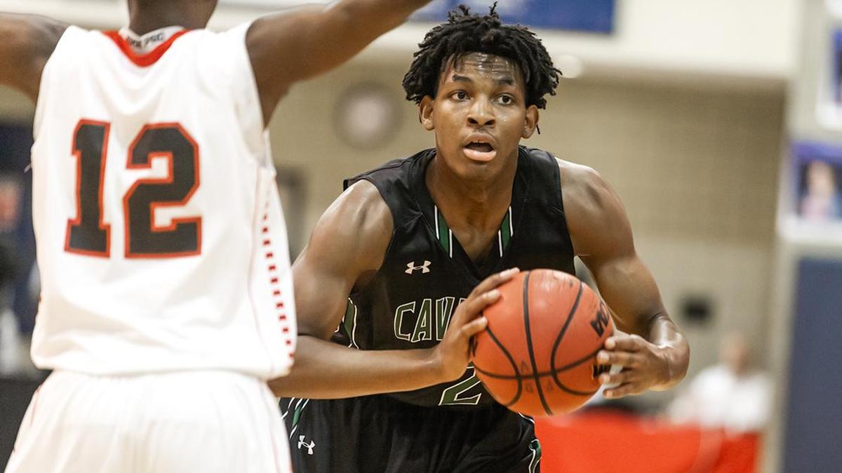 Durham Academy’s MJ Rice looks to make the cross court pass. He’s committed to play basketball at Kansas.