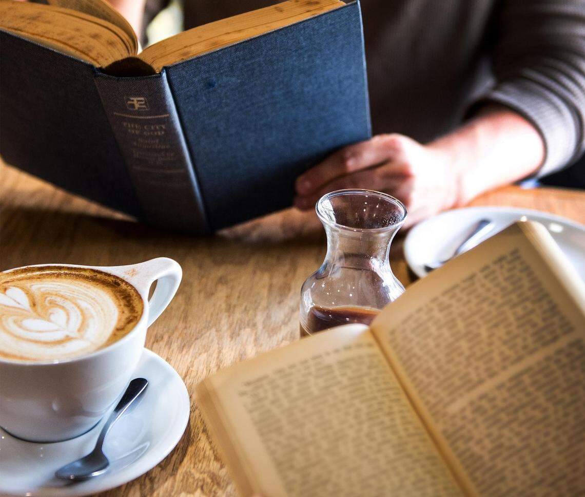 Corey Miller and Sunny Hubler read together at HEX Coffee.