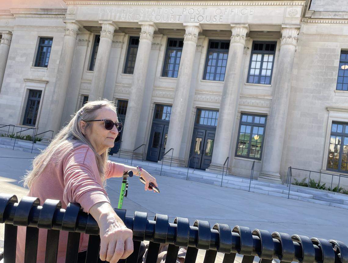 Barbara Morrow waits for her daughter, Heather Morrow, to be released from Charlotte’s federal court on Monday, Nov. 17, 2025.