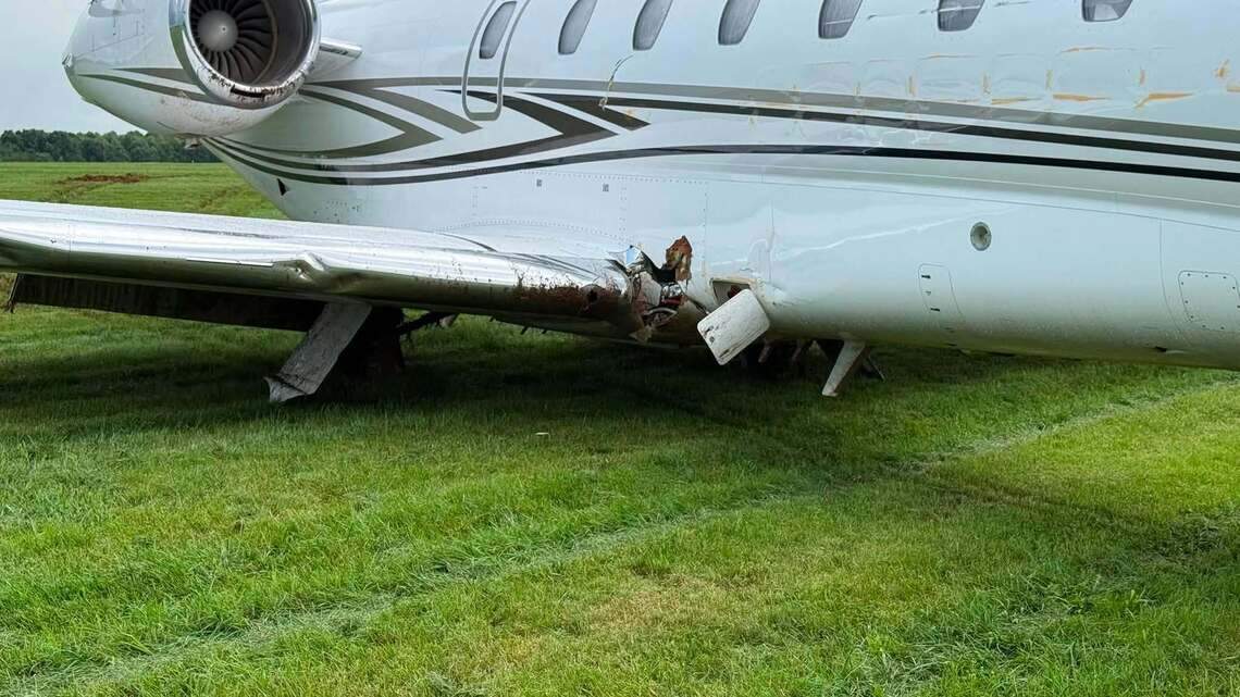 Jet attempting to land during thunderstorm ends up in field, NC officials say
