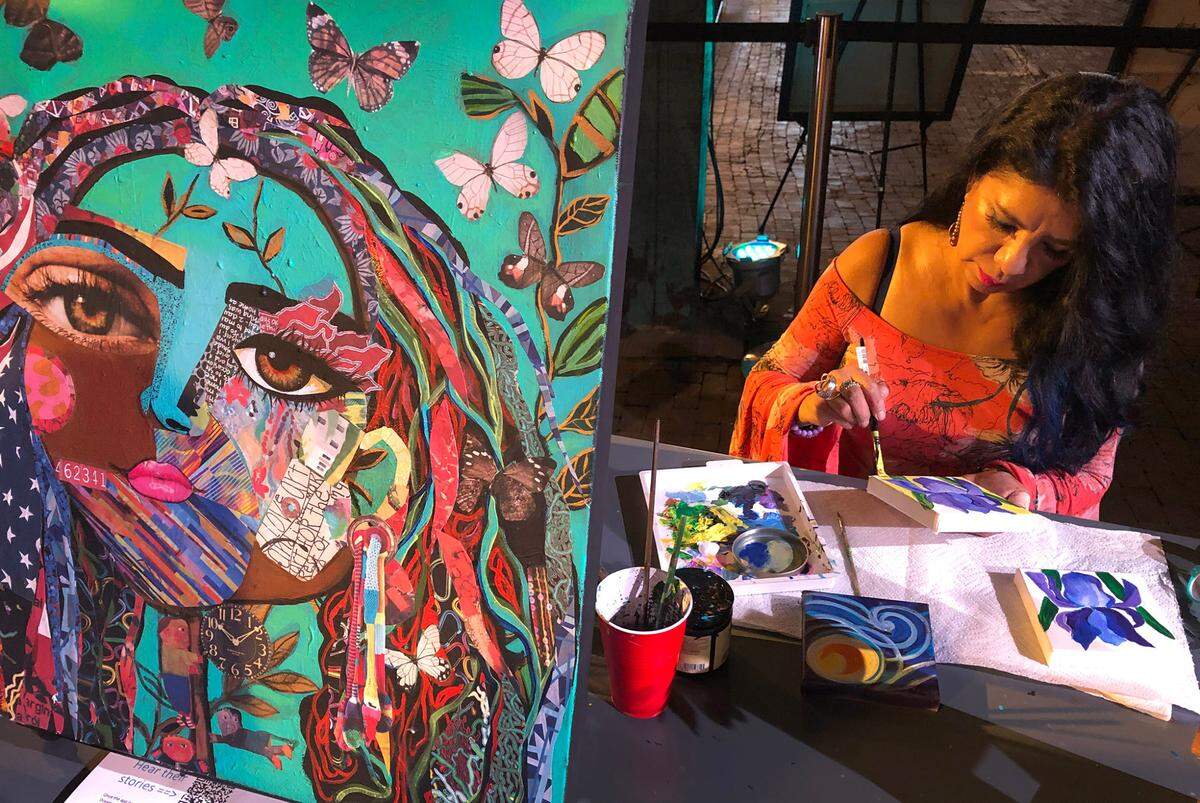 Rosalia Torres-Weiner is one of the featured artists working at Immersive Van Gogh Exhibit. Torres-Weiner of Red Calaca Studios says, “she uses her art to document social conditions and raise awareness about issues affecting immigrant communities like family separation, racism and moving beyond common stereotypes.” jsiner@charlotteobserver.com