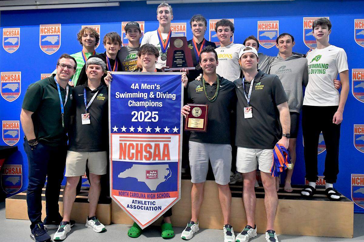 The Cardinal Gibbons Crusaders edged out Raleigh Enloe to win the 2025 NCHSAA 4A Swimming and Diving Championships in Cary, N.C. The NCHSAA 4A Swim and Diving Championships were held at the Triangle Aquatic Center in Cary, N.C. on February 6, 2025.