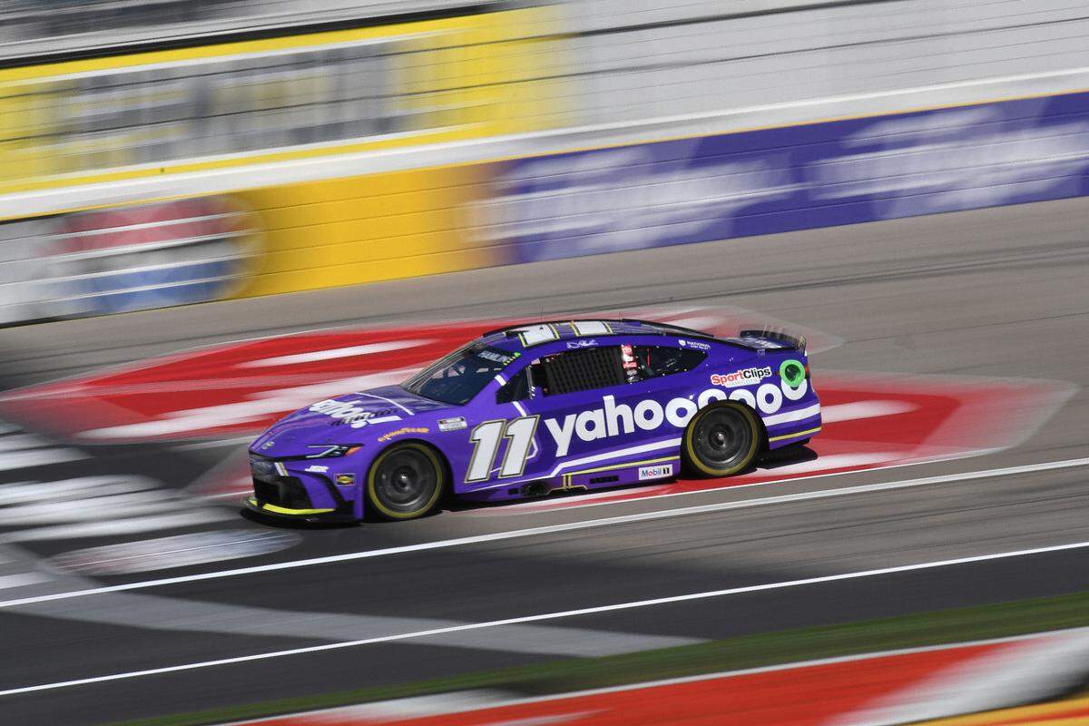 Mar 15, 2025; Las Vegas, Nevada, USA; NASCAR Cup Series driver Denny Hamlin (11) during practice for the Pennzoil 400 at Las Vegas Motor Speedway.