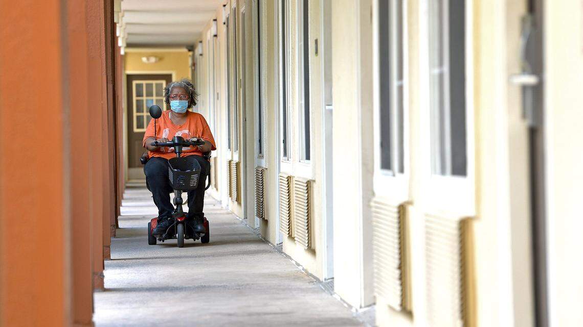 Leegraciea Lewis has been living in a hotel since November after losing her apartment. She is struggling to find an affordable, accessible apartment in Charlotte that’s close to her doctors. 