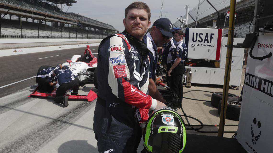 Conor Daly prepares to drive during a practice session for the IndyCar Indianapolis 500 auto race at Indianapolis Motor Speedway in Indianapolis, Thursday, May 17, 2018. Daly lost a major sponsor of his race team after his father, a retired Formula 1 driver, acknowledged using a racial slur in an interview in the early 1980s.