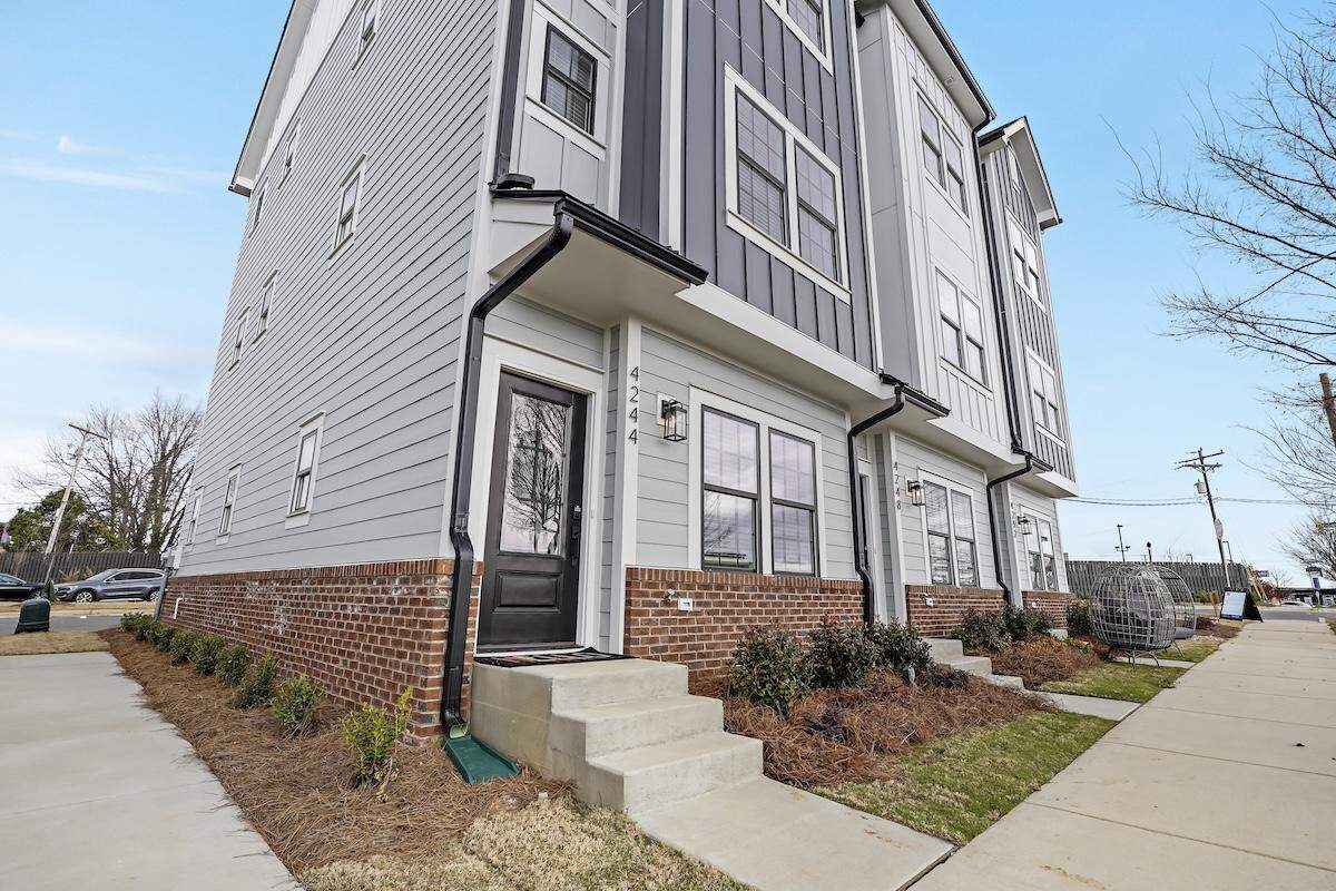 An outside look of a for-rent townhome at the Radial at MoRA Point in East Charlotte.