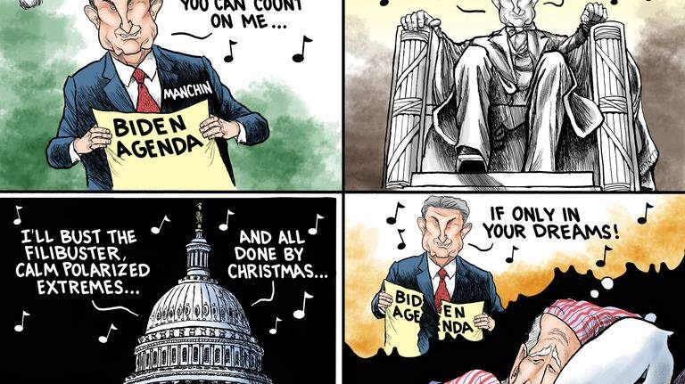 Kevin Siers cartoon: Manchin’s Home for Christmas