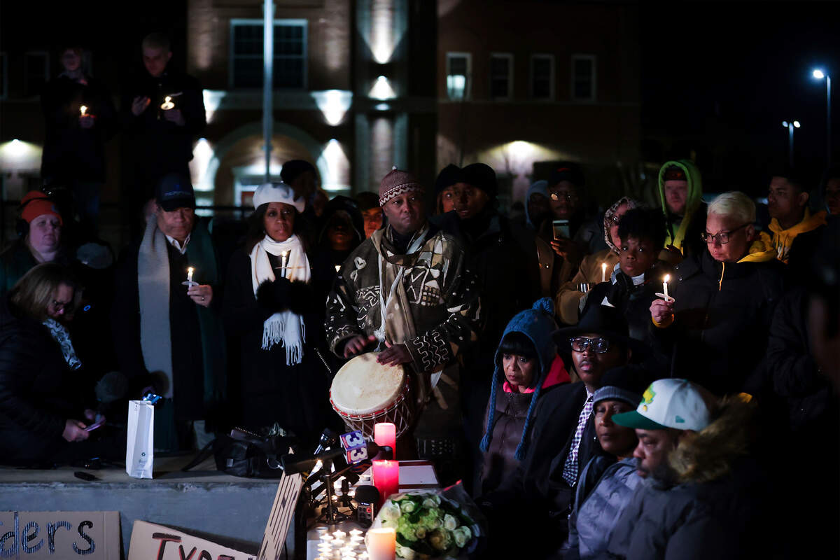 People attend a candlelight vigil for Tyre Nichols, who died after being beaten by Memphis police officers, in Memphis, Tenn., Thursday, Jan. 26, 2023. A gathering to commemorate Nichols’ memory is planned Feb. 25 in Beaufort (Patrick Lantrip/Daily Memphian via AP)