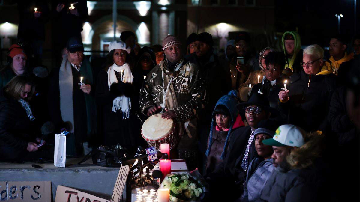 People attend a candlelight vigil for Tyre Nichols, who died after being beaten by Memphis police officers, in Memphis, Tenn., Thursday, Jan. 26, 2023. (Patrick Lantrip/Daily Memphian via AP)