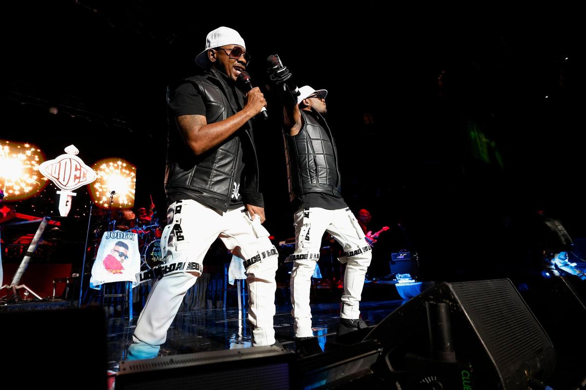 Jodeci performs on stage during The Culture Tour at Spectrum Center in Charlotte, N.C., Sunday, April 3, 2022.