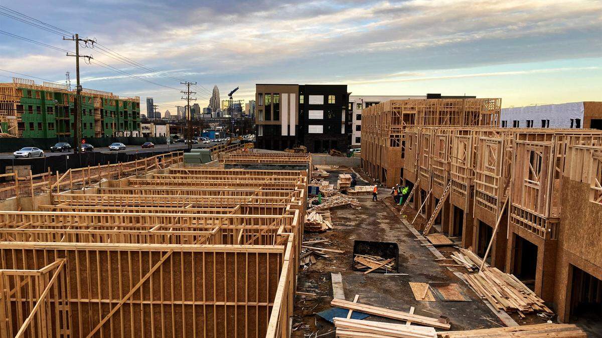 Construction crews are continuing work on the Bowery West project which will include apartment and townhome options.