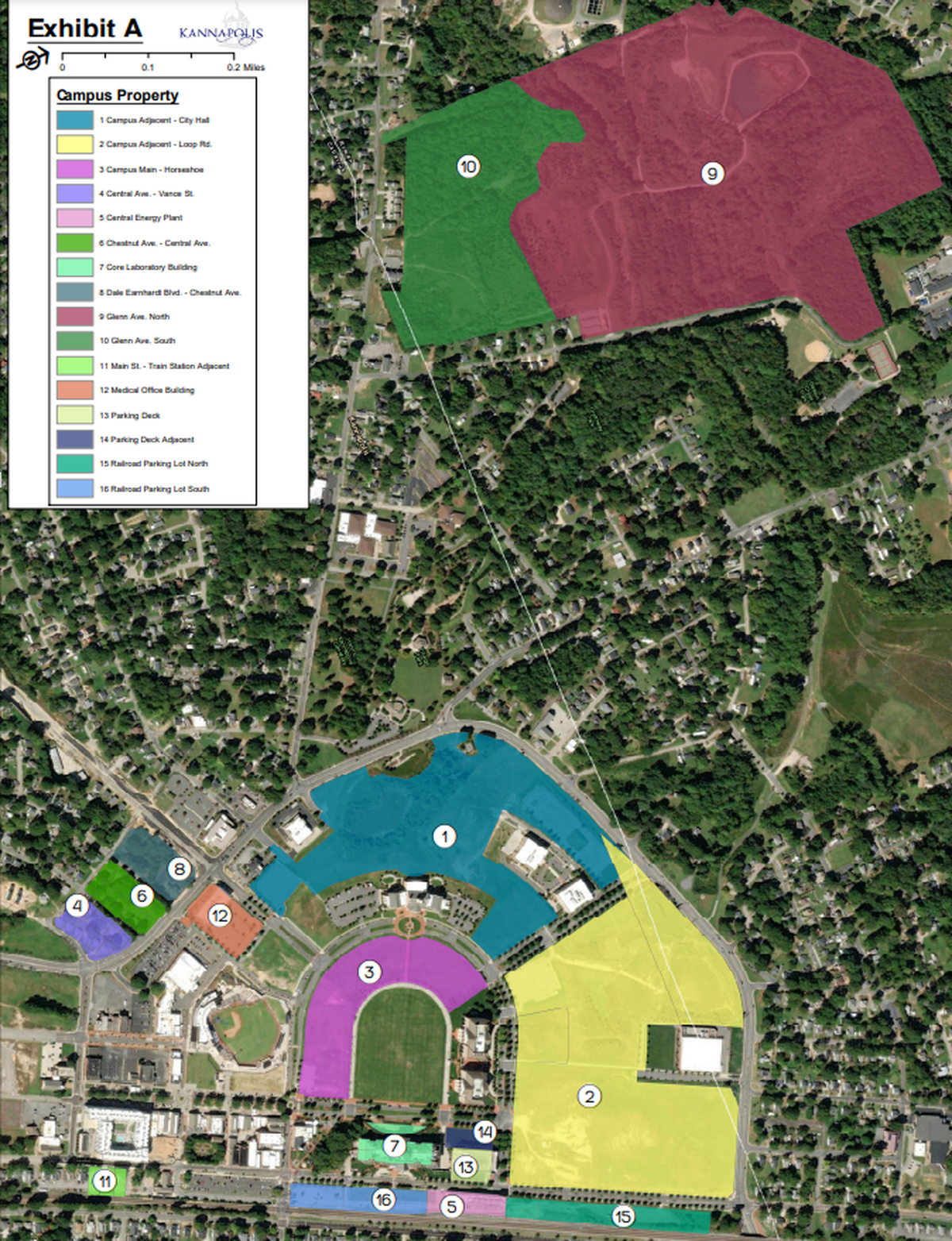 A map shows 16 properties that Insite Properties, a Charlotte commercial real estate firm, is buying with plans to develop new office, medical and research space. Most of the properties are vacant.