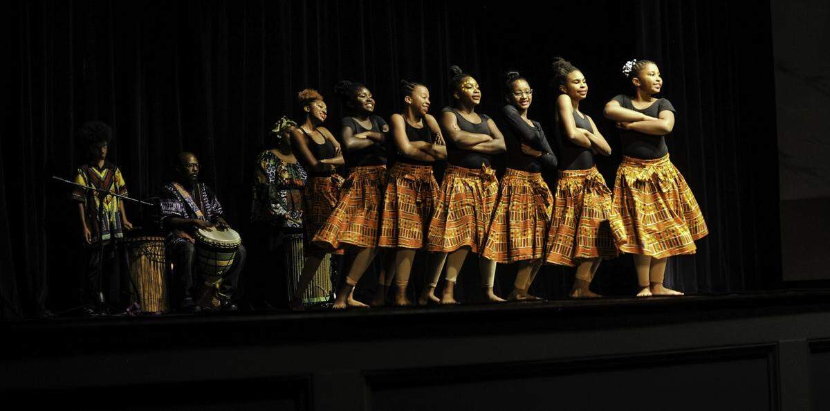 Members of MufukaWorks Square Root Youth ensemble perform during the “Circle of Unity” program at Wingate University in 2019.