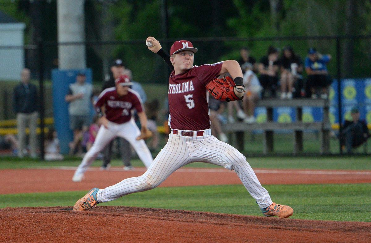 Metrolina Christian starting pitcher, #5, Chase Kiker, threw a solid game against Charlotte Christian. Metrolina Christian lead Charlotte Christian 3-0 after four innings. The Warriors of Metrolina Christian, sporting a perfect, 19-0 record, travel edto face off against the 14-5, Charlotte Christian Knights. The teams battled on Monday, April 15, 2024.
