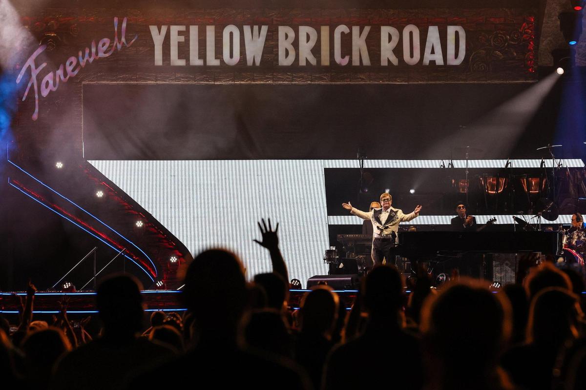 Elton John performs at Bank of America Stadium during his Farewell Yellow Brick Road tour on Sunday, September 18, 2022 in Charlotte, NC.