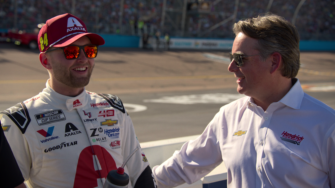 Charlotte native William Byron and Jeff Gordon before a NASCAR Cup Series playoffs race, featured in ‘Full Speed: Season 2,’ the new Netflix series that premieres May 7.