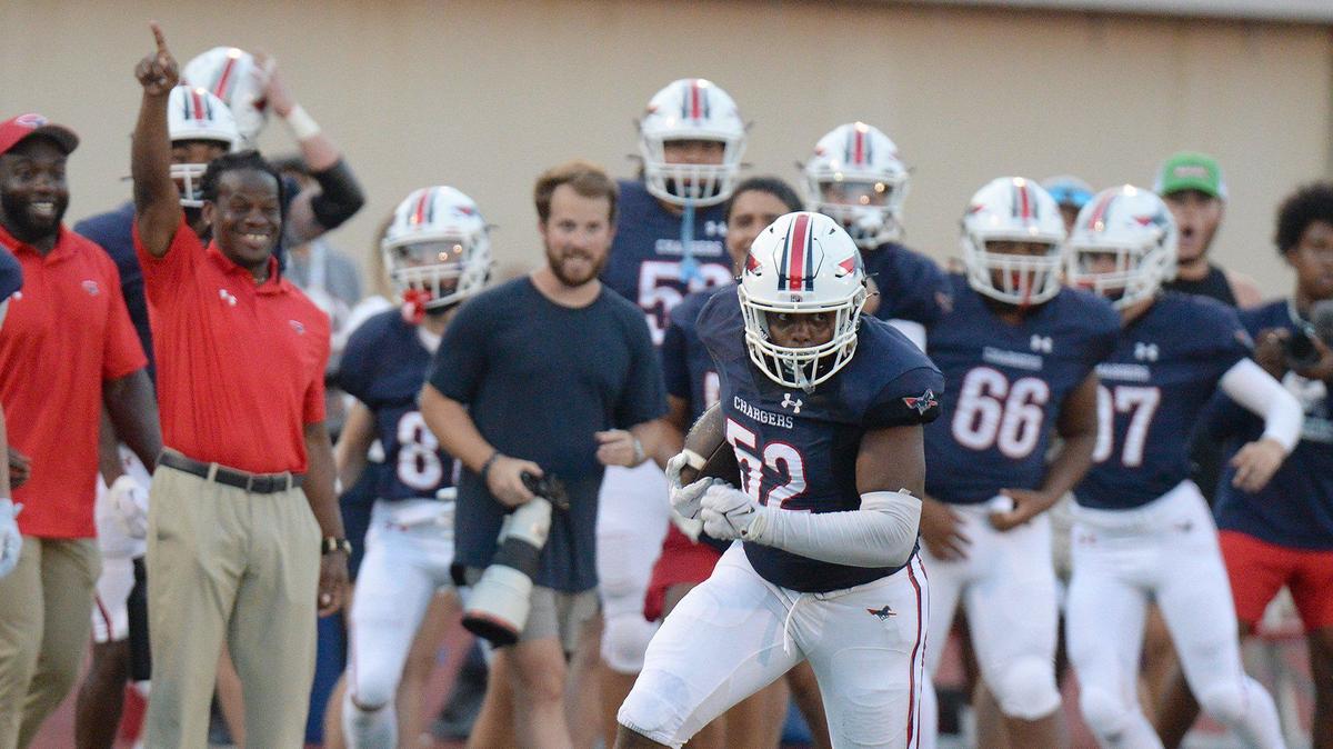 Providence Days #52, Matthew Hankins, grabbed a first half interception and rumbled for a long gain in the first half Friday. Providence Day lead Trinity Christian 27-8 at the end of the first half. The Trinity Christian Crusaders came to Charlotte from Fayetteville, N.C. to face off against the nationally ranked Providence Day School Chargers in the first game of the high school football season on Friday, August 16, 2024.