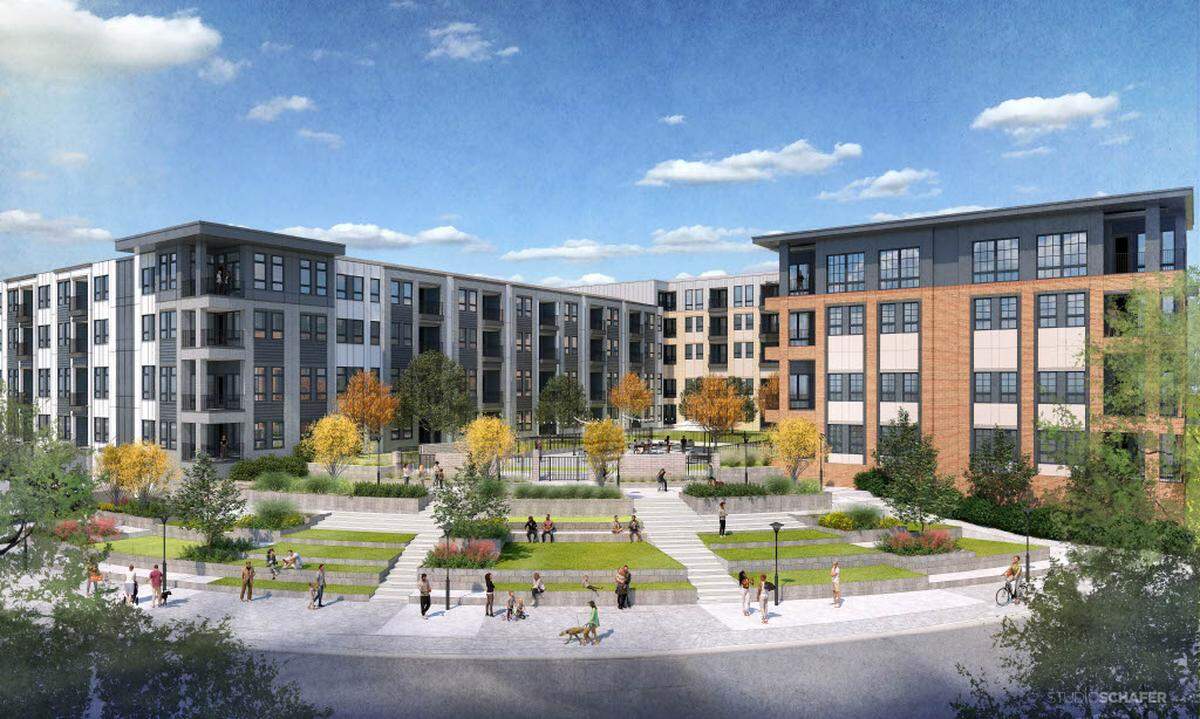 A rendering of The Matthews apartments, a 377-unit complex in the town of Matthews.