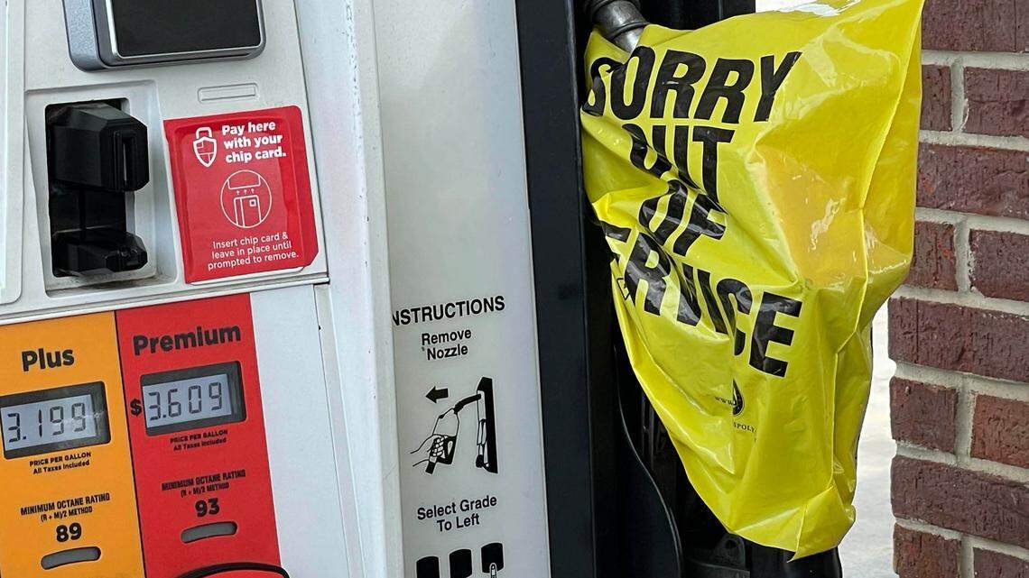 A gas pump is covered with an Out of Service cover on Tuesday, May 11, 2021 as motorist started making runs on gas stations in the wake of the Colonial Pipeline cyberattack.