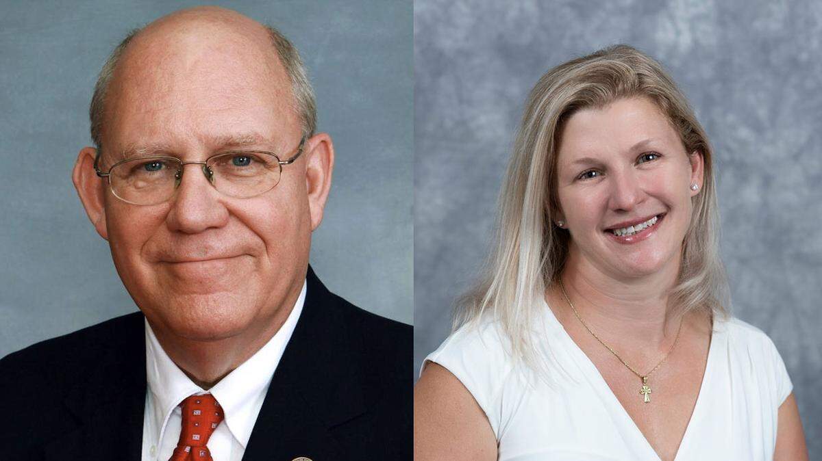 Former Republican legislator Bill Brawley, left, was running against Democrat Laura Budd for state House District 103.
