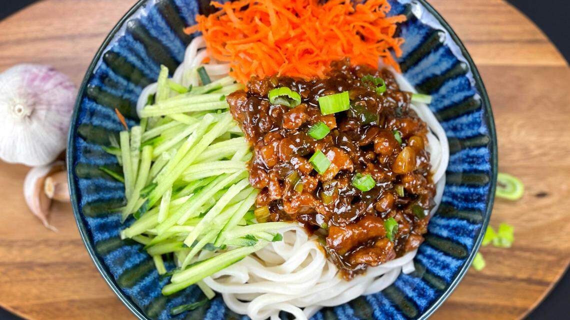 Sun’s Kitchen Ja Jang Noodles are made with soybean paste, pork, scallions and various vegetables using a family recipe.