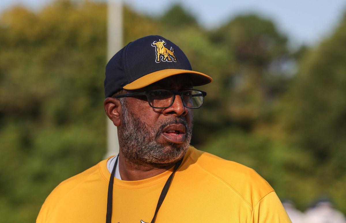 Head Coach Maurice Flowers watches over JCSU’s football practice in Charlotte, NC on Tuesday, August 27, 2024.