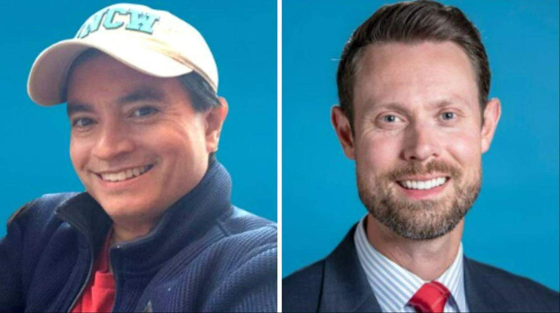 Just after 3 p.m., WBTV Sky3 pilot Chip Tayag (left) and meteorologist Jason Myers died in a helicopter crash on Nov. 22, 2022, in Charlotte. 