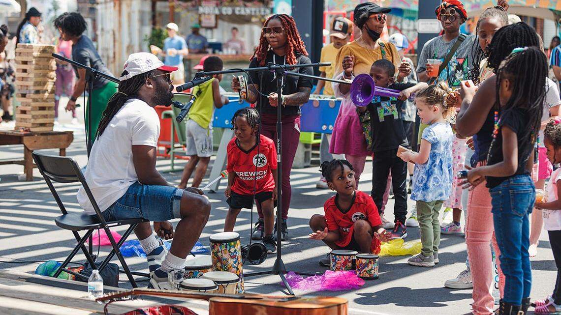 Mr. Rocky at BOOM Charlotte last year, He’ll be back at Boom this year as well with his music enrichment program for kids. The arts festival runs from April 21 to April 23 at Camp North End.