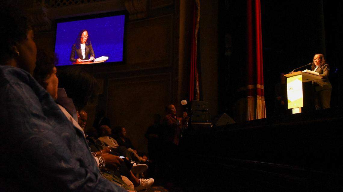 Ketanji Brown Jackson, the first Black woman to be a U.S. Supreme Court justice, sold out uptown Charlotte’s Carolina Theater on Thursday, Sept. 4, 2025. She and Charlotte’s first Black mayor, Harvey B. Gantt, spoke about her memoir, “Lovely One.”