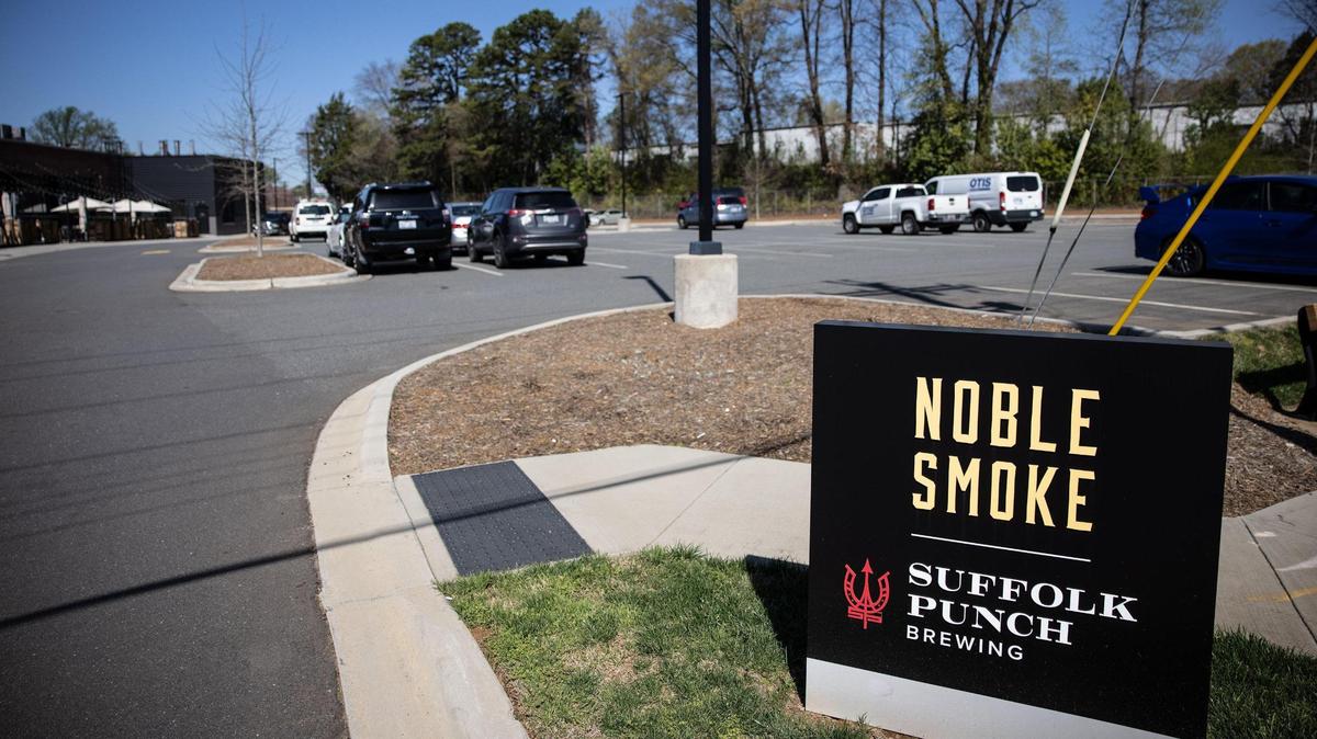 The parking lot that the The Good Life at Enderly Park shares with Noble Smoke in Charlotte, on April 1, 2022. Robbie McNair-Guzman, owner of event and brunch space, The Good Life at Enderly Park, has been arrested.