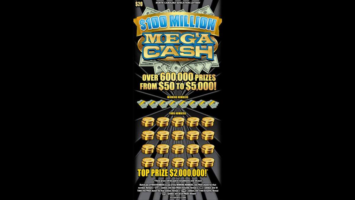 A Raleigh man beat odds of 1 in 3.2 million to win the $2-million jackpot in the $100 Million Mega Cash NC scratch-off ticket game on Friday, June 17, 2022.