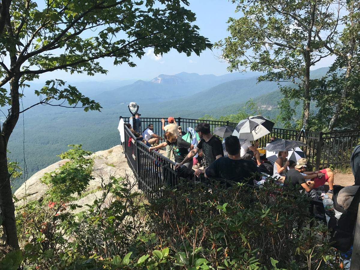 This photo near Caesar’s Head State Park’s gift shop was taken right before the eclipse in 2017. Don’t worry, it’s not normally quite this crowded! It is a popular place, however.