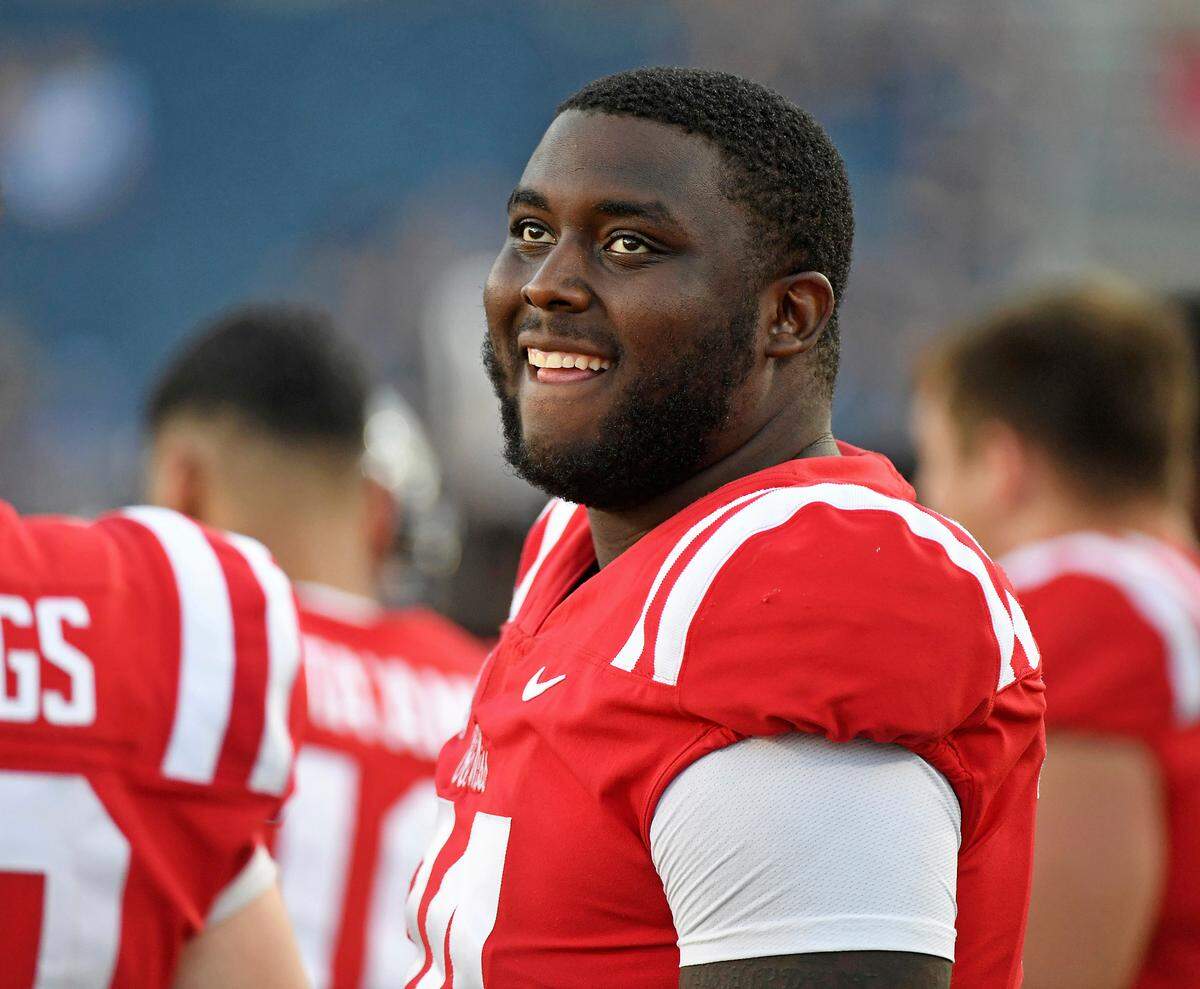 Ole Miss left tackle Greg Little fell to the second round, but believes he’s the best tackle in the draft and is ‘fired up’ to be a Carolina Panther. (AP Photo/Thomas Graning)