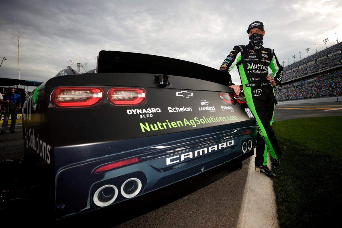 Jeb Burton, driver of the #10 Nutrien Ag Solutions Chevrolet, waits on the grid prior to he NASCAR Xfinity Series Beef. It’s What’s For Dinner. 300 at Daytona International Speedway on February 13, 2021 in Daytona Beach, Fla.