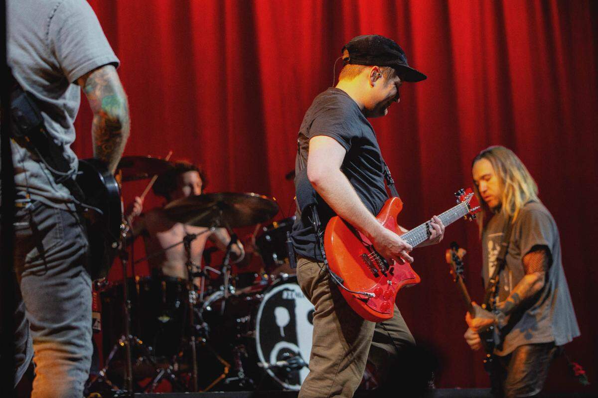 Fall Out Boy performs at PNC Music Pavilion on Friday night.