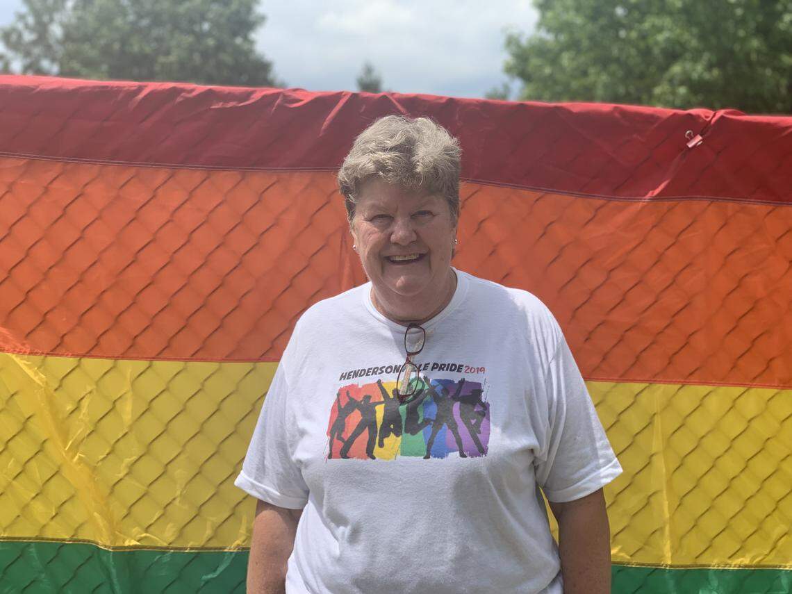 Laura Bannister, president of the Henderson County LGBTQ Democrats, said she hoped her city’s first Pride celebration could give hope and provide an example to younger LGBTQ people.