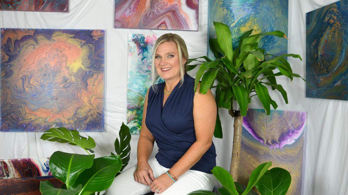 Ingrid Butler offers pour painting classes at Shoed Gallery through her company, Design Intervention.