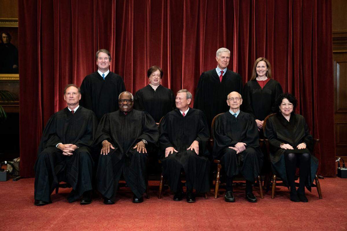 Members of the current US Supreme Court posed for this group photo in April 2021.