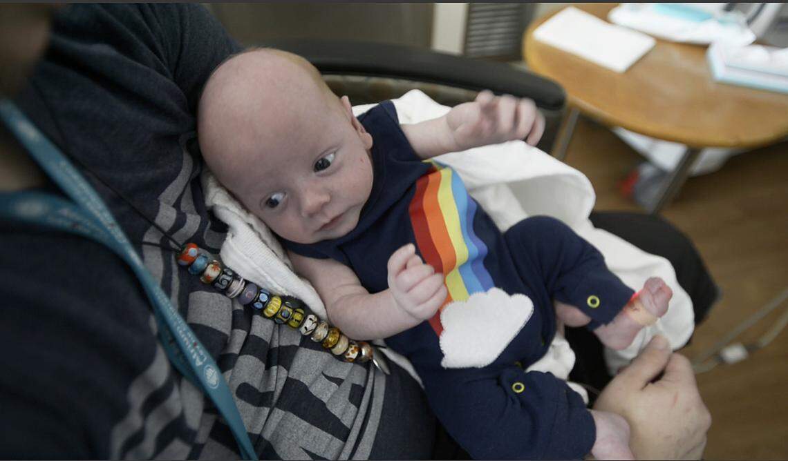 Liam and Duane refer to Cypress with gender-neutral pronouns: They, them and theirs. If friends want to know the baby’s birth sex, Liam says, they can “come over and change diapers.”