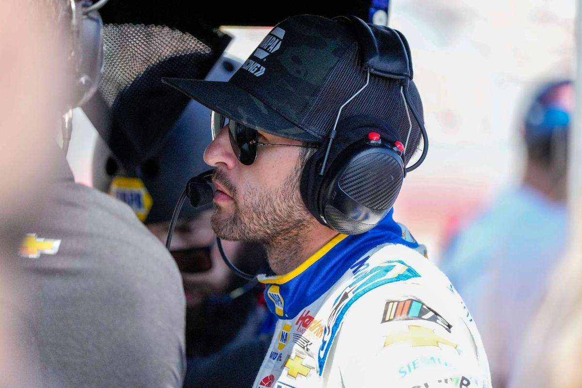 Oct 7, 2023; Concord, North Carolina, USA; NASCAR Cup Series driver Chase Elliott (9) during Cup practice and qualifying at Charlotte Motor Speedway Road Course.