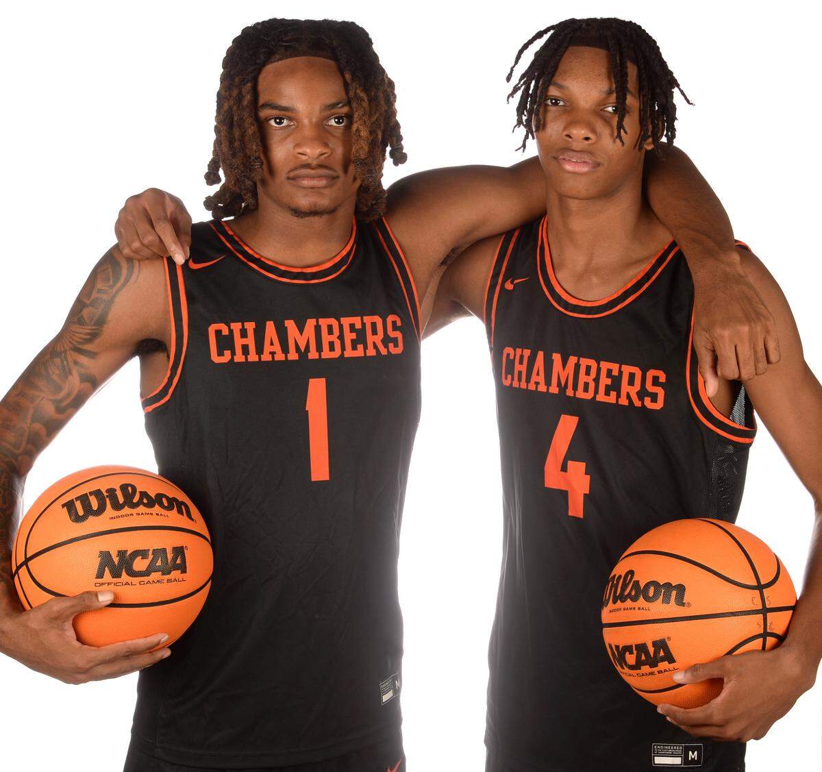 Chambers High boys basketball players Markus Kerry, left and Tarris Bouie, right, on Wednesday, October 23, 2024.