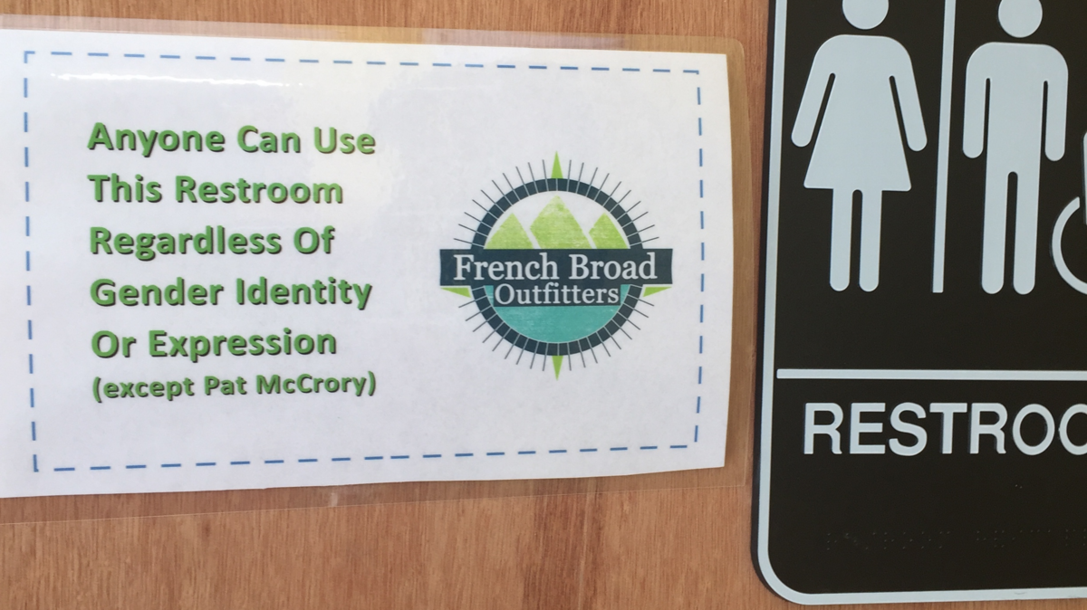 A 2016 bathroom sign in Asheville.