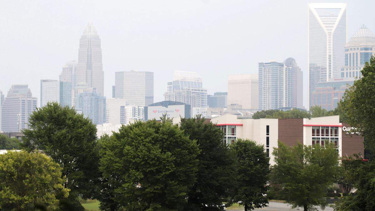 Charlotte still shows the haze created from Canadian wildfires. Air quality alerts were again issued Tuesday, July 18 as seen in this image