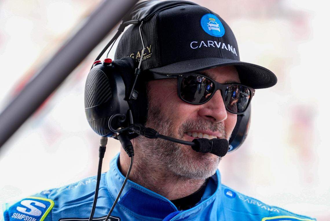 May 24, 2025; Concord, North Carolina, USA; NASCAR Cup Series driver Jimmie Johnson (84) during qualifying at Charlotte Motor Speedway.