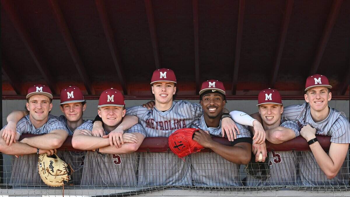 (L-R) Metrolina Christian Academy players Jackson Pierce, Abram Hargett, Chase Kiker, Beckett Howie, Mylo White, Leyton Guhl and Jacob Seamon on Monday, February 16, 2026.
