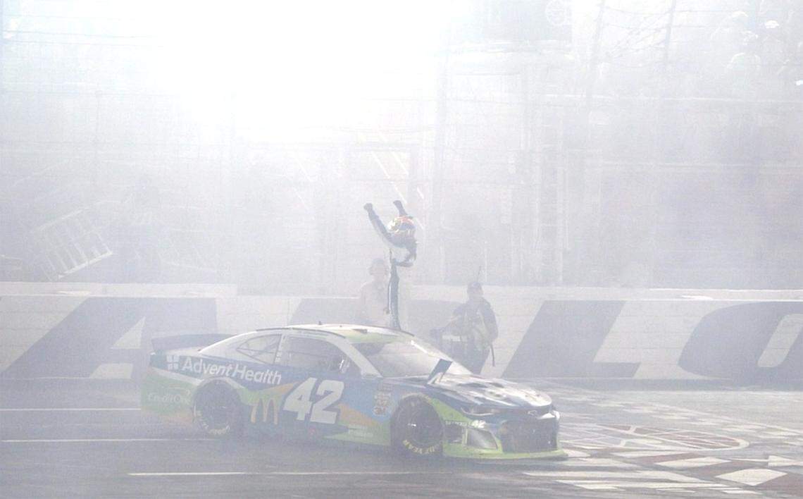Kyle Larson hasn’t won a NASCAR race of any kind since 2017, so he celebrated winning the All-Star Race with a burnout.