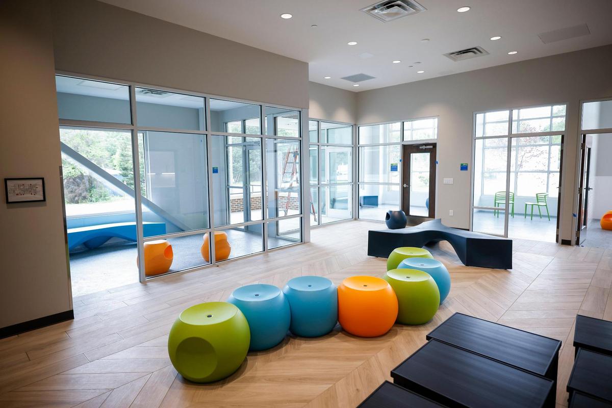 The cat adoption area in the new Humane Society of Charlotte building in Charlotte, N.C., Thursday, May 12, 2022. The new 27,000 square foot facility located on Parker Drive will provide spaces such as a cafe and a new medical facility when it opens later this month.