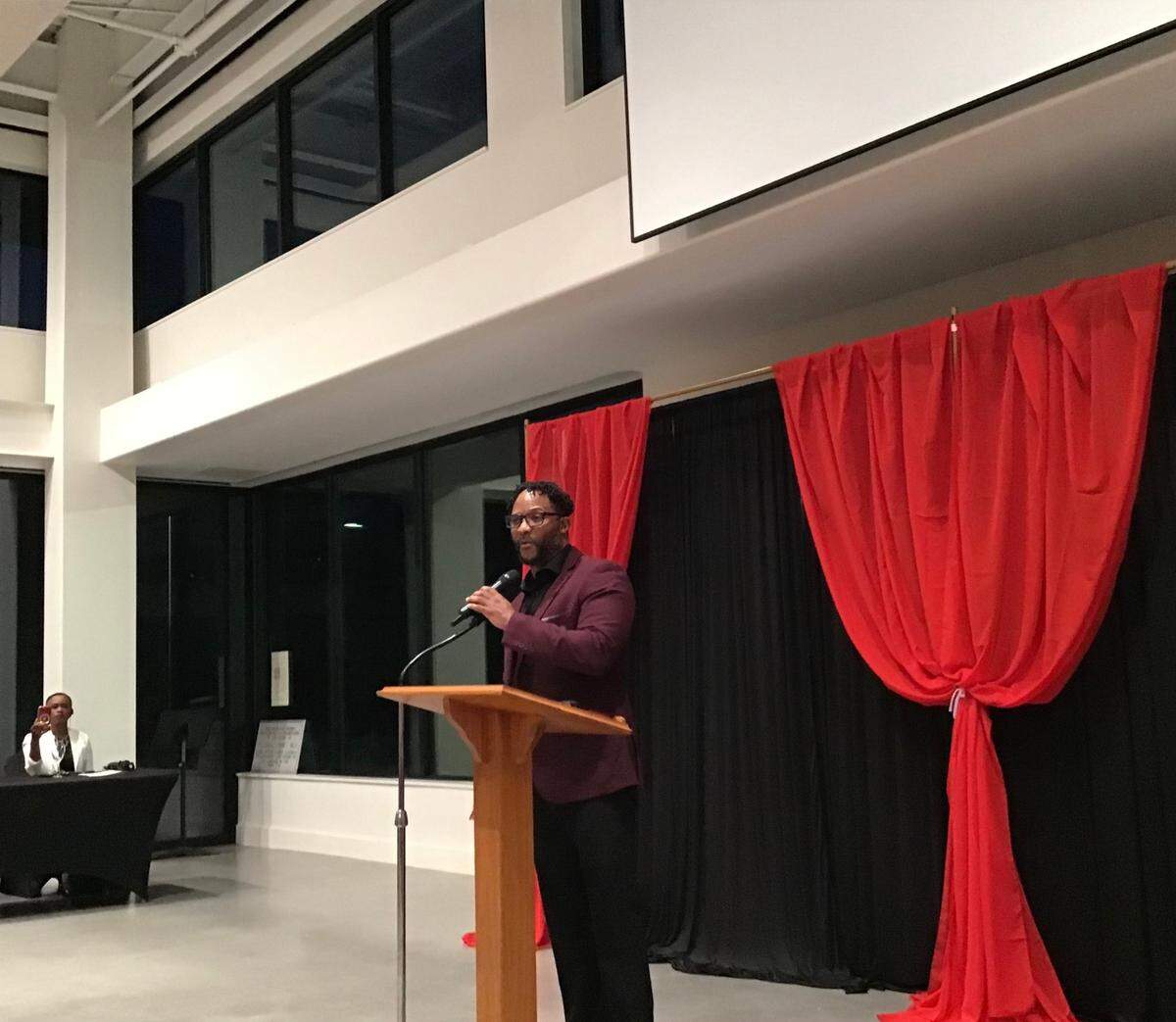 Kenny Robinson, executive director of Freedom Fighting Missionaries, speaks at a graduation ceremony, Thursday, April 27, 2023 at Caldwell Presbyterian Church, where 15 participants in his nonprofit’s reentry program graduated with housing and a job.