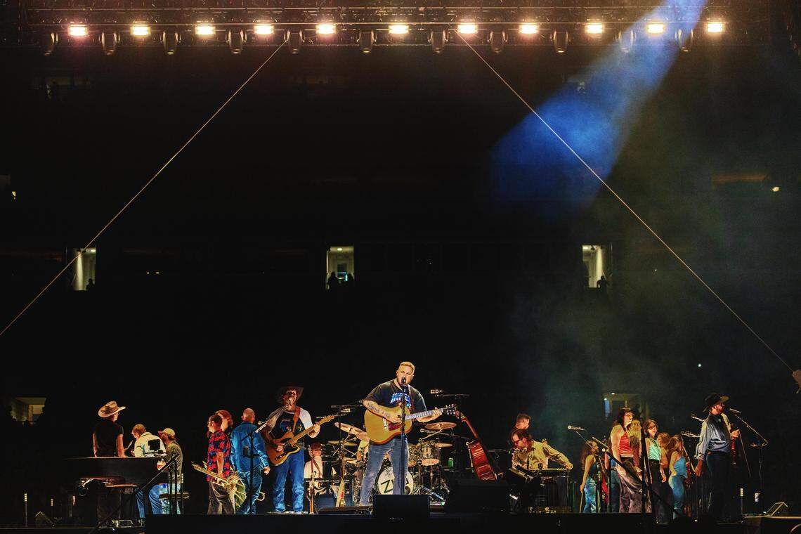 Zach Bryan performs at Bank of America Stadium in Charlotte on Saturday night.